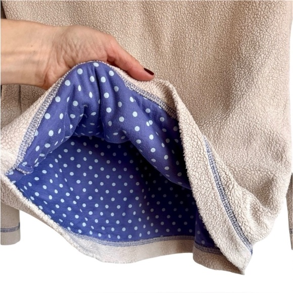 Boden Fleece Pullover Hiking Outdoor Layer Athletic Beige Purple Polka Dot XS - Picture 5 of 9